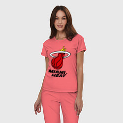 Пижама хлопковая женская Miami Heat-logo, цвет: коралловый — фото 2