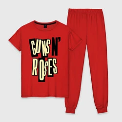 Пижама хлопковая женская Guns n Roses: cream, цвет: красный
