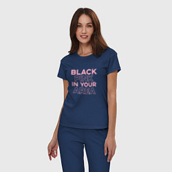 Пижама хлопковая женская Black Pink in youe area, цвет: тёмно-синий — фото 2