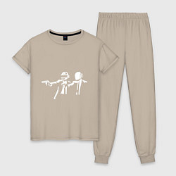 Пижама хлопковая женская Daft Punk, цвет: миндальный