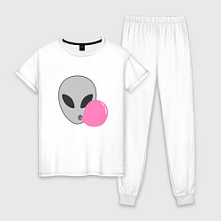 Пижама хлопковая женская Инопланетная жвачка, цвет: белый