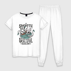 Пижама хлопковая женская Smooth Sea, цвет: белый