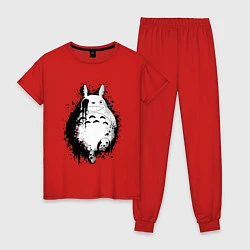Пижама хлопковая женская Демонический Тоторо, цвет: красный