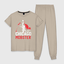 Пижама хлопковая женская Chicago Mobster, цвет: миндальный