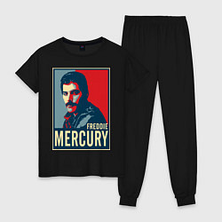Пижама хлопковая женская Freddie Mercury, цвет: черный