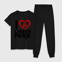 Пижама хлопковая женская I love Linkin Park, цвет: черный