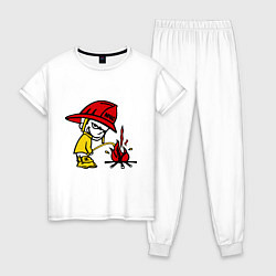 Пижама хлопковая женская Ручной пожарник, цвет: белый
