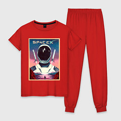 Пижама хлопковая женская SpaceX: Astronaut, цвет: красный