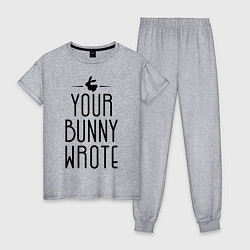 Пижама хлопковая женская Your Bunny Wrote, цвет: меланж