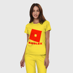 Пижама хлопковая женская Roblox Logo, цвет: желтый — фото 2