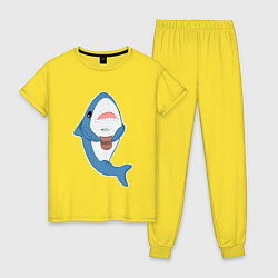Пижама хлопковая женская Hype Shark, цвет: желтый