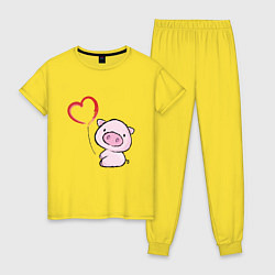 Пижама хлопковая женская Pig Love, цвет: желтый