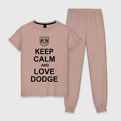Пижама хлопковая женская Keep Calm & Love Dodge, цвет: пыльно-розовый