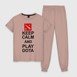 Пижама хлопковая женская Keep Calm & Play Dota, цвет: пыльно-розовый