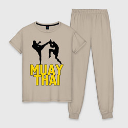 Пижама хлопковая женская Muay Thai, цвет: миндальный