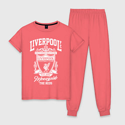 Пижама хлопковая женская Liverpool: Est 1892, цвет: коралловый