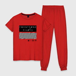 Пижама хлопковая женская TOP: Geometry, цвет: красный