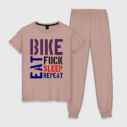 Женская пижама Bike eat sleep repeat