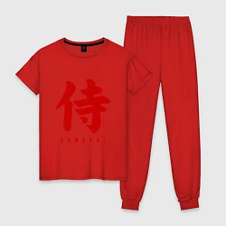 Пижама хлопковая женская Самурай, цвет: красный