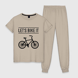 Пижама хлопковая женская Lets bike it, цвет: миндальный