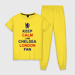 Пижама хлопковая женская Keep Calm & Chelsea London fan цвета желтый — фото 1