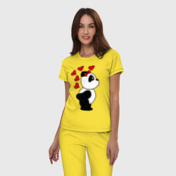 Пижама хлопковая женская Поцелуй панды: для нее, цвет: желтый — фото 2