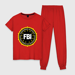 Пижама хлопковая женская FBI Departament, цвет: красный