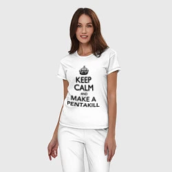 Пижама хлопковая женская Keep Calm & Make A Pentakill, цвет: белый — фото 2