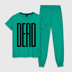 Пижама хлопковая женская Long Dead цвета зеленый — фото 1