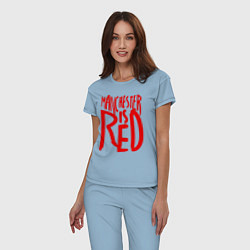 Пижама хлопковая женская Manchester is Red, цвет: мягкое небо — фото 2
