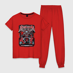 Пижама хлопковая женская Metallica: Robot Style, цвет: красный