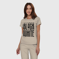 Пижама хлопковая женская Juventus: Black & White, цвет: миндальный — фото 2