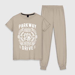 Пижама хлопковая женская Parkway Drive: Australia цвета миндальный — фото 1