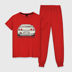 Пижама хлопковая женская Nissan Skyline R32, цвет: красный