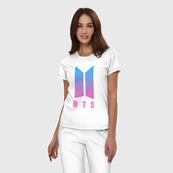 Пижама хлопковая женская BTS: Neon J-Hope, цвет: белый — фото 2