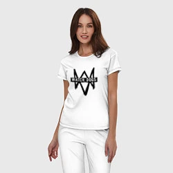 Пижама хлопковая женская Watch Dogs: Black Logo, цвет: белый — фото 2