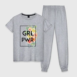 Пижама хлопковая женская GRL PWR, цвет: меланж