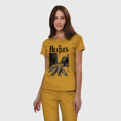 Пижама хлопковая женская The Beatles: Mono Abbey Road, цвет: горчичный — фото 2