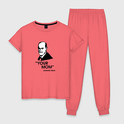 Пижама хлопковая женская Your Mom, цвет: коралловый