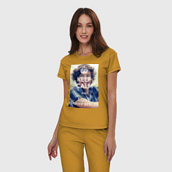 Пижама хлопковая женская Keep Calm & Love Harry Styles, цвет: горчичный — фото 2