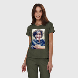 Пижама хлопковая женская Keep Calm & Love Harry Styles, цвет: меланж-хаки — фото 2