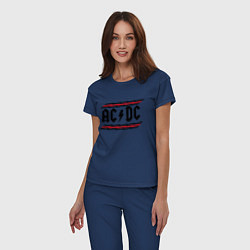 Пижама хлопковая женская AC/DC Voltage, цвет: тёмно-синий — фото 2