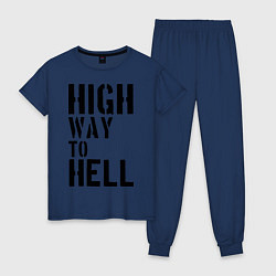 Пижама хлопковая женская High way to hell, цвет: тёмно-синий