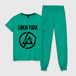 Пижама хлопковая женская Linkin Park цвета зеленый — фото 1