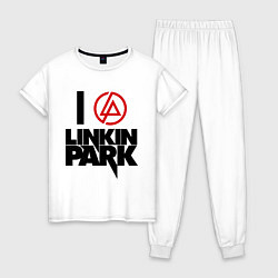 Пижама хлопковая женская I love Linkin Park, цвет: белый