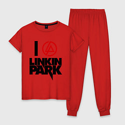 Пижама хлопковая женская I love Linkin Park, цвет: красный