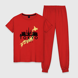 Пижама хлопковая женская Токио - Япония, цвет: красный