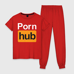 Пижама хлопковая женская PornHub, цвет: красный