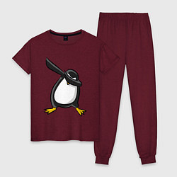 Пижама хлопковая женская DAB Pinguin, цвет: меланж-бордовый