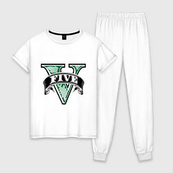 Пижама хлопковая женская GTA V: Logo, цвет: белый